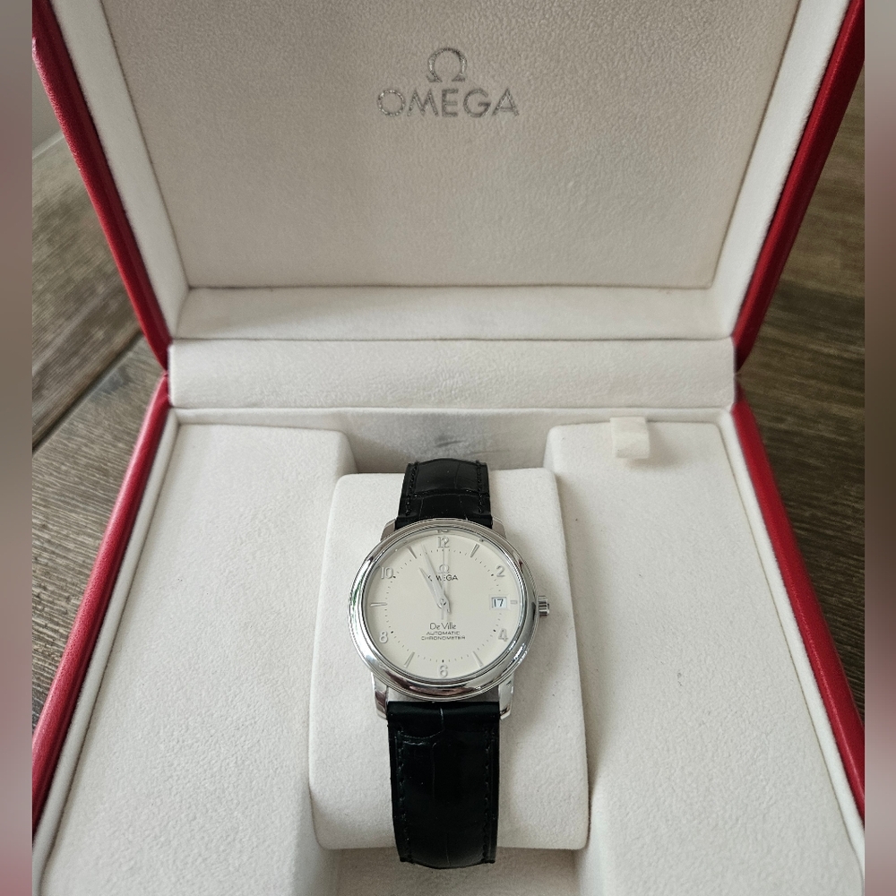 Omega Men's DE VILLE Steel Alligator Strap Watch